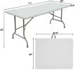 Folding Utility Table 6ft Fold-in-Half Portable Plastic Picnic Party Dining Camp Table, White - White