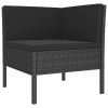 6 Piece Patio Lounge Set with Cushions Poly Rattan Black - Black