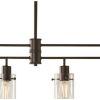 Industrial 4-Light Island Pendant Light, Bronze - Black