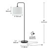 Barden 58" Matte Black Floor Lamp with White Linen Shade, 67065 - White