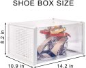 Storage Shoe Box;  Foldable Clear Sneaker Display Box;  Stackable Storage Bins Shoe Container Organizer;  6 Pack - White; X-Large - 6 Pack