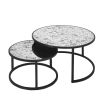 Round Coffee Table Set of 2 Set of 2 Nesting Tables; Metal Frame & Glass Top End Tables for Living Room Bedroom - as Pic