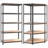 5-Layer Shelves 2 pcs Anthracite Steel&Engineered Wood - Anthracite