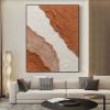 Handmade Textured Blush White and Brown Acrylic Painting Oversized Art Brush Stroke Modern Wall Art Extra Large Handmade Painting on Canvas Frameless