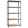 5-Layer Shelves 2 pcs Anthracite Steel&Engineered Wood - Anthracite