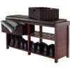 Storage bench, seat cushion and 2 collapsible chocolate corn husk baskets with cappuccino finish - chocolate, cappuccino