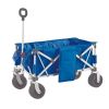 Folding All-Terrain Wide-Track Wheeled Beach Wagon, Blue - Blue