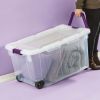 40 Gallon Wheeled Industrial Tote Plastic, Black, Set of 2 - Sweet Plum/Clear - 2