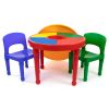 Kids 2-in-1 Plastic Dry Erase and Activity Table and 2 Chairs Set, Red, Green & Blue - Blue