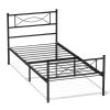 Twin Size Metal Platform Bed with Bowknot Headboards Easy Assembly (Mattress Not Included), Black - Black