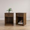 Classic Nightstand with Drawer, Black Oak - Walnut