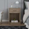 Classic Nightstand with Drawer, Black Oak - Rustic Oak