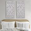 Botanical Panel Distressed Carved Wood 2-piece Wall Decor Set - as Pic