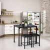 3 Pieces Counter Height Dining Set Faux Marble Table - Black