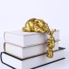 Golden Resin Elephant Sculpture Collectible Figurines Animal Ornaments Cute Bling Elephant Book Decor Presents Antique Gifts - Silver - CN