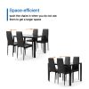 5 Pieces Dining Table Set for 4; Kitchen Room Tempered Glass Dining Table ; 4 Faux Leather Chairs ; Black - Black