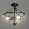 3-Light Semi Flush Industrial Seeded Glass Mount Ceiling Lamp - as show