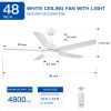 48 In Intergrated LED Ceiling Fan with White ABS Blade - as Pic