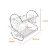 2 Tier Dish Drying Rack Drainer Stainless Steel Kitchen Cutlery Holder Shelf - Silver