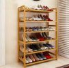 6 Tier Wood Bamboo Shelf Entryway Storage Shoe Rack Home Furniture - Wood Color