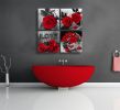 Canvas Wall Art Red Rose Painting Black and White Wall Art Flower Pictures Canvas Print for Living Room Bedroom Home Decorations 4 Pieces - 12x12inchx