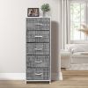 Dressing Table Storage Tower, Wardrobe Organizer, Tall Dresser for Bedroom, Steel Frame, Wooden Top, Fabric, 5 Drawers - Gray/White