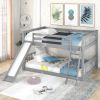 Full over Full Bunk Bed with Convertible Slide and Ladder - Gray