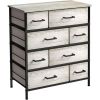 Bedroom 8 Drawer Fabric Dressing Table - Portable Vertical Wardrobe - light wood/black