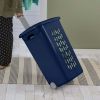 Wheeled Laundry Hamper Plastic, White, Set of 2 - Navy Blue