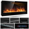 50 Inch Recessed Electric Insert Wall Mounted Fireplace with Adjustable Brightness - black