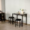 3 Pieces Counter Height Dining Set Faux Marble Table - Black