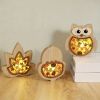 1pc, Creative Wooden Crafts Owl Squirrel Ornaments, Wooden Animal Maple Leaf Acorn Home Decoration, Suitable For Office Decoration, Bedroom Decoration