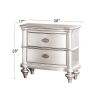 Classic Bedroom Elegant Nightstand Beige / White Finish or Antique Silver 2-Drawers Bed Side Table Plywood - as Pic