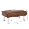 Rectangle Tufted Ottoman with Stainless Steel Legs for Living Room - Brown