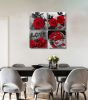 Canvas Wall Art Red Rose Painting Black and White Wall Art Flower Pictures Canvas Print for Living Room Bedroom Home Decorations 4 Pieces - 12x12inchx