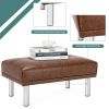 Rectangle Tufted Ottoman with Stainless Steel Legs for Living Room - Brown