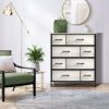 Bedroom 8 Drawer Fabric Dressing Table - Portable Vertical Wardrobe - light wood/black