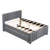 Full Upholstered Platform Bed with Trundle - Grey