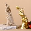 Home Decoration Resin Sculpture Statue Living Room Wine Cabinet Modern Fashion Hand-held Rose Ornaments Golden Crafts Gift - S-B