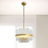 Modern American cylindrical crystal chandelier-4 bulbs -E12 lamp holder - Default