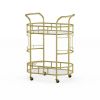 Fitzgerald Bar Cart with Matte Gold Metal Finish, 2-Tiers - Gold