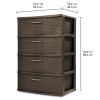 Sterilite 4 Drawer Wide Weave Tower Cement - Espresso