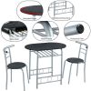 Set of 3 Round Dining Tables with Storage Racks - black