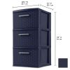 Sterilite 3 Drawer Weave Tower Plastic, Espresso, Set of 2 - Blue