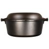 Cast Iron 5 Quart Seasoned Double Dutch Oven - Black