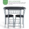 Set of 3 Round Dining Tables with Storage Racks - black