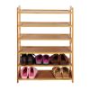 6 Tier Wood Bamboo Shelf Entryway Storage Shoe Rack Home Furniture - Wood Color