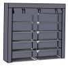 7 Tiers Portable Shoe Rack Closet Fabric Cover Shoe Storage Organizer Cabinet  - Gray