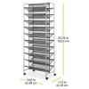 10 Tier 60 Pair Metal and Mesh Rolling Shoe Rack - Gray