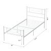 Twin Size Metal Platform Bed with Bowknot Headboards Easy Assembly (Mattress Not Included), Black - white